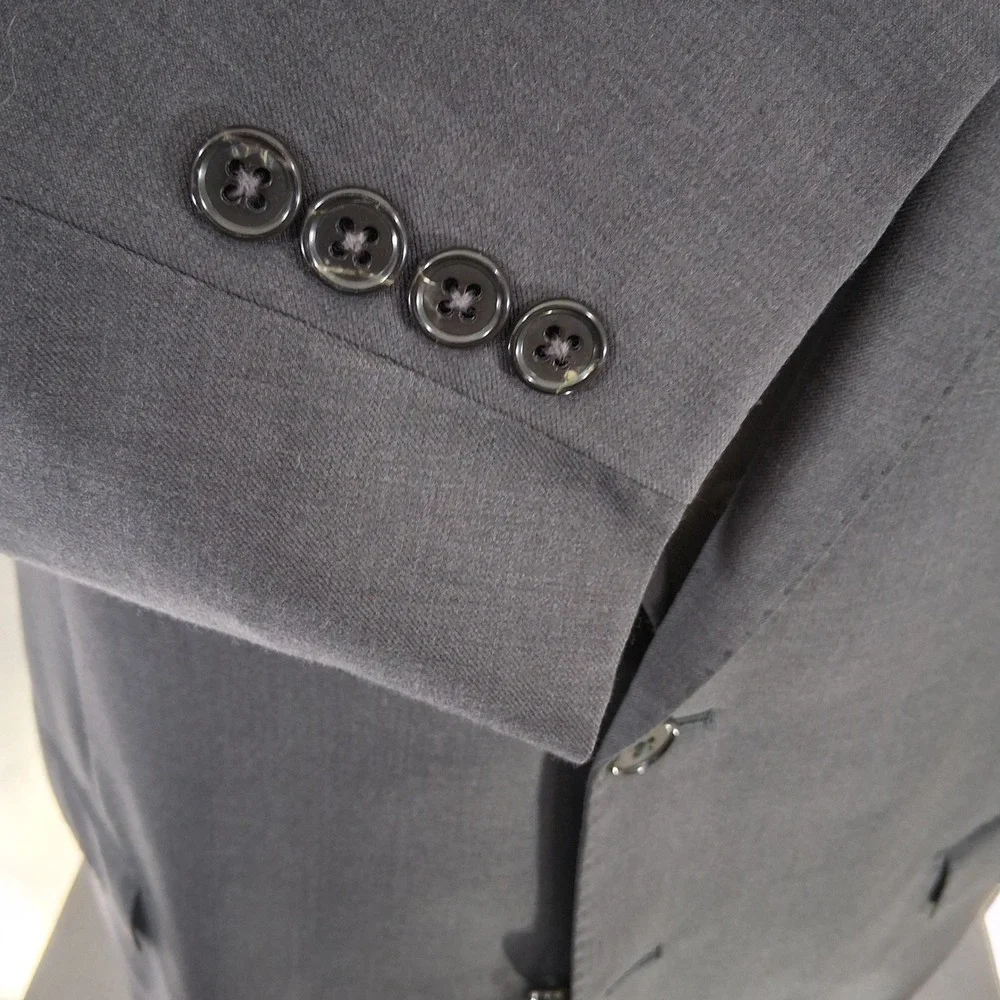 Tiglio Luxe Sport Coat 44S Gray Lanificio Di Biella Wool Blazer Double Vent